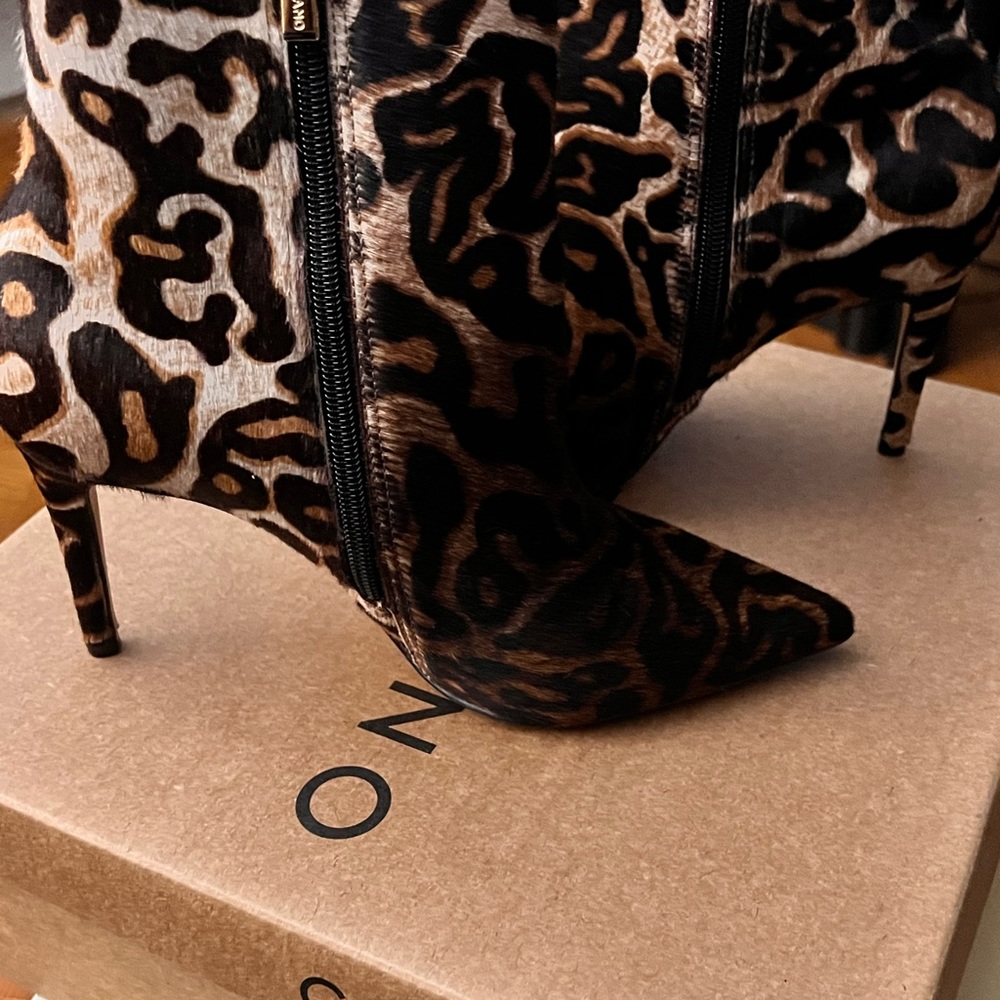 Stilleto Booties Leopard Print Ombré Calf Hair Leather